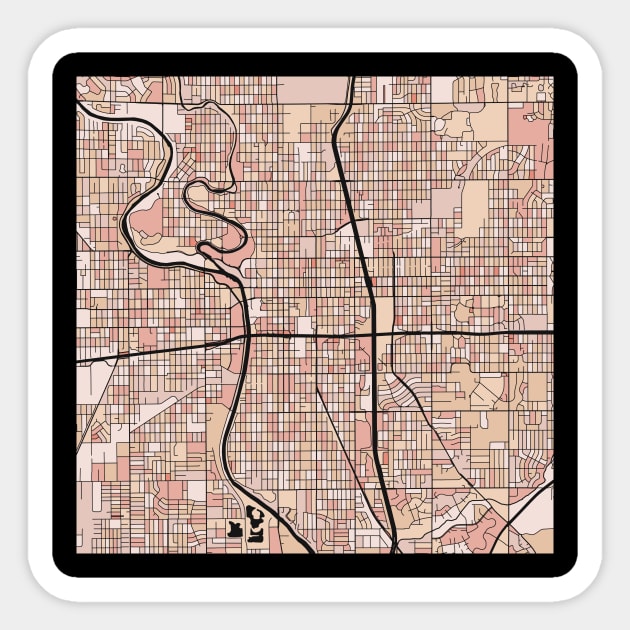 Wichita Map Pattern in Soft Pink Pastels Sticker by PatternMaps